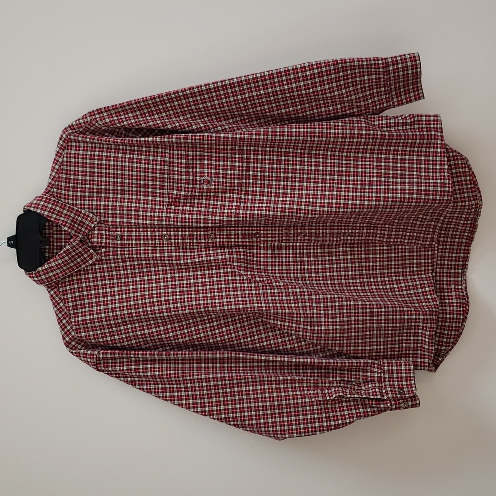 Siegfried Red, Blue, and Cream Plaid Button Down Shirt, Size Large